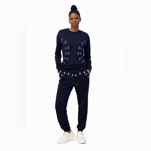 Hemant & Nandita Embellished Navy Crystal Tracksuit Set Jogger Lounge Size S